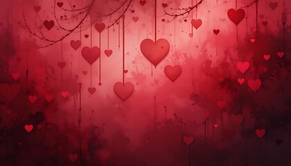 Obraz premium Abstract red, pink, and purple colours gradient hearts magical seamless pattern texture in vintage surface smooth finishing minimalist style,