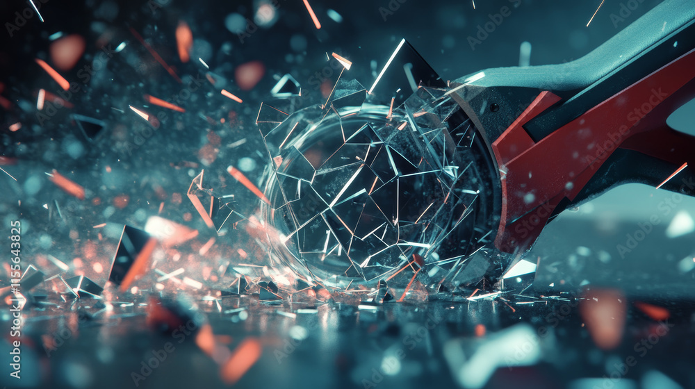 Aufkleber hologram angle grinder. an angle grinder made of polygons, triangles of points and lines. angle grin
