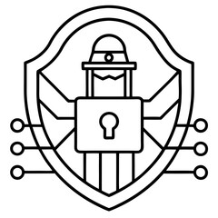 Cybersecurity Line Art Vector Design