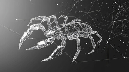 Hologram of Scorpio zodiac sign. Scorpio is a zodiac sign made up of polygons, triangles, points, and lines. Scorpio zodiac sign low poly compound structure. The technology concept.