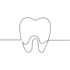 Teeth icon  continuous one line drawing  outline vector illustration