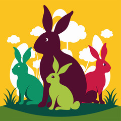 easter bunny and easter eggs