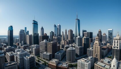 City Skyline with Diverse Buildings on Clear Day