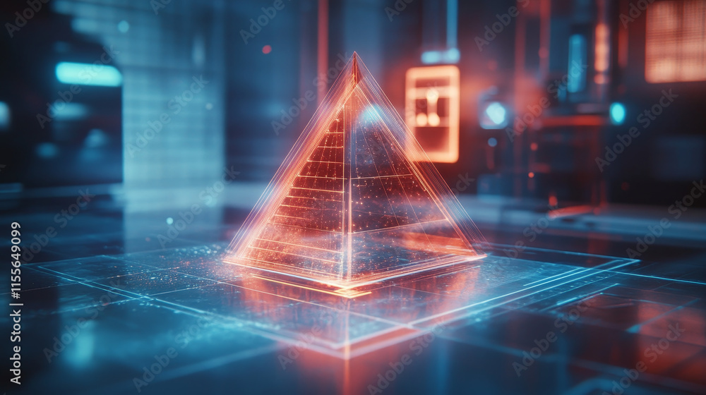Poster hologram support. support made of polygons, triangles, dots, and lines. low-poly support structure o