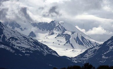 Snow covered mountains around Haines, Alaska USA
