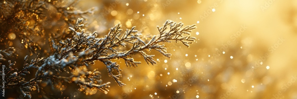 Aufkleber snowy branch with bokeh background.