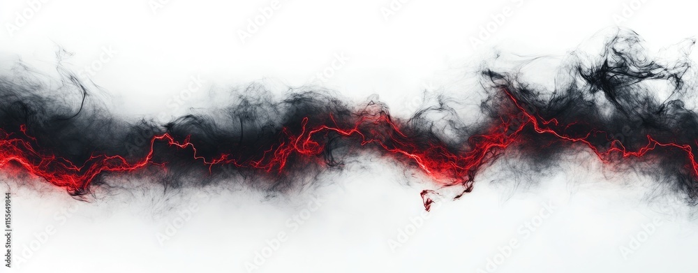 Poster abstract image featuring dark smoke with vibrant red highlights creating a dynamic visual effect.