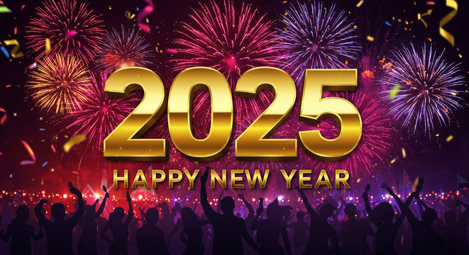 Sparkling Golden 2025 New Year's perty Celebration