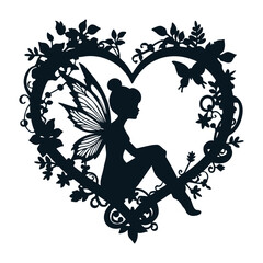 Heart with Fairy Paper Cut Design Fairy illustration Vector