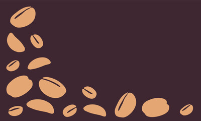 coffee grain background. coffee beans background for packaging or presentation. flat style coffee beans. coffee grain illustration. dark background.