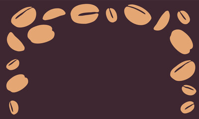 coffee grain background. coffee beans background for packaging or presentation. flat style coffee beans. coffee grain illustration. dark background.