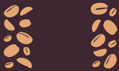coffee grain background. coffee beans background for packaging or presentation. flat style coffee beans. coffee grain illustration. dark background.