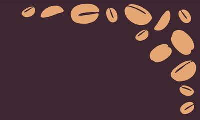 coffee grain background. coffee beans background for packaging or presentation. flat style coffee beans. coffee grain illustration. dark background.