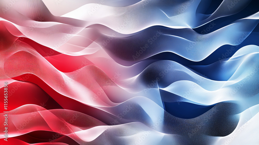 Poster hologram flag. a flag composed of polygons, triangles, dots, and lines. low-poly design showcasing a