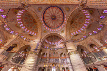 Naklejka premium Interior of The Sultanahmet Mosque (Blue Mosque) in Istanbul ( Turkish: Sultan Ahmet Cami)