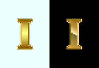 English alphabet I in gold color style. Graphic alphabet symbol for corporate business identity