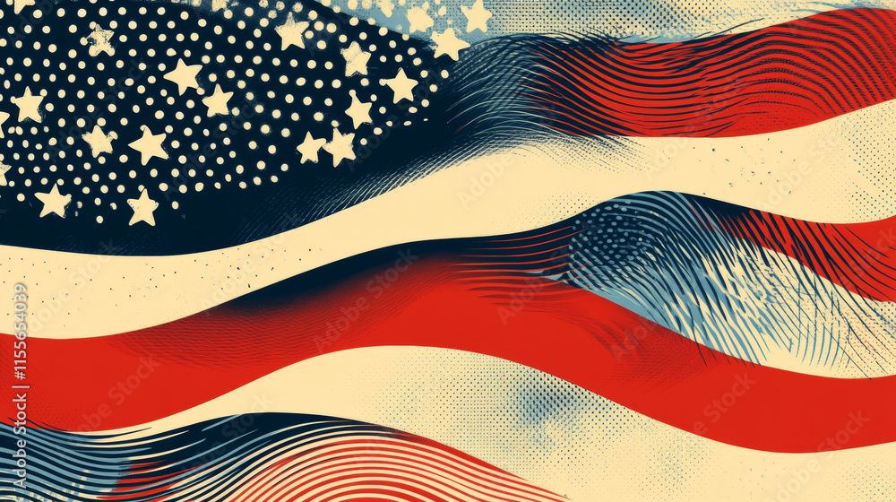 Poster hologram flag. a flag composed of polygons, triangles, dots, and lines. low-poly design showcasing a