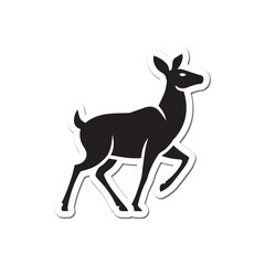 Stylized black deer silhouette in mid-stride on white background minimalist wildlife design