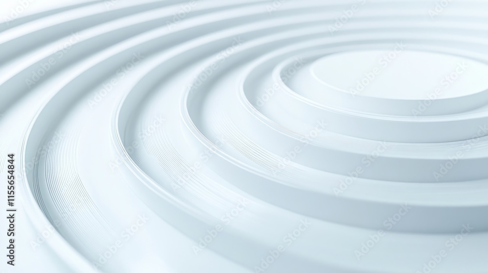 Poster abstract white concentric circles, ripple effect, 3d rendering.