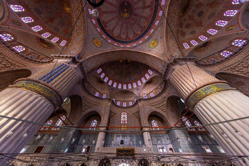 Interior of The Sultanahmet Mosque (Blue Mosque) in Istanbul ( Turkish: Sultan Ahmet Cami)