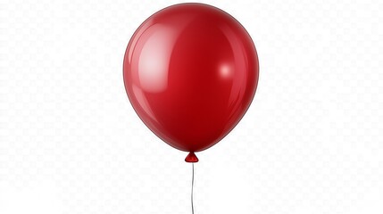 Red Balloon with String on White Background