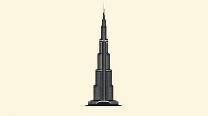 Minimalist illustration of a tall skyscraper.