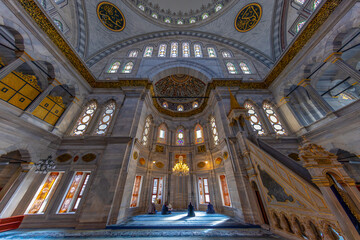 A beautiful view of the Nuruosmaniye Camii, the mosque near the Grand Bazaar in Istanbul, Turkey