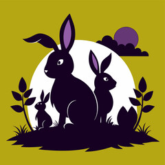 easter bunny and easter eggs