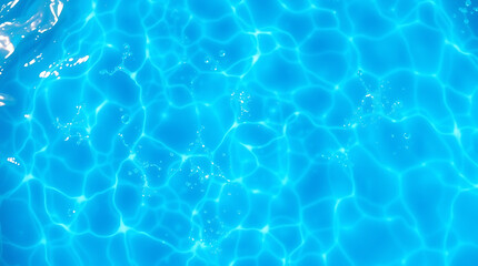 Obraz premium transparent Blue Water with Ripples, Splashes, Bubbles, and Sunlit Waves – Abstract Summer Banner Background, water texture, abstract background, copy space