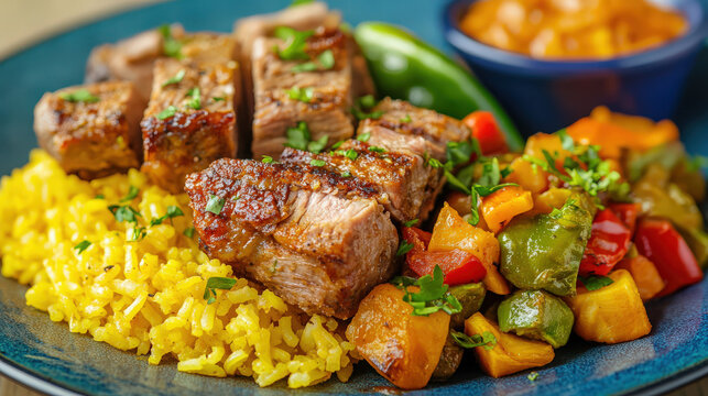 A_delicious Puerto Rican Pernil meal