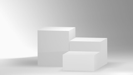 3D three white pedestal layer product stand podium  display