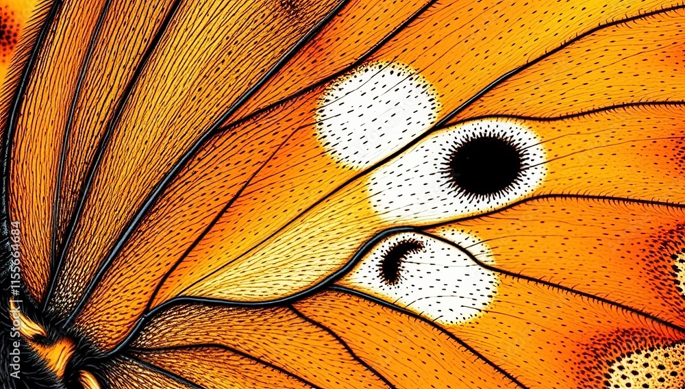 Poster close-up of butterfly wing scales: a detailed view of the intricate patterns and structures