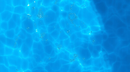 Obraz premium transparent Blue Water with Ripples, Splashes, Bubbles, and Sunlit Waves – Abstract Summer Banner Background, water texture, abstract background, copy space