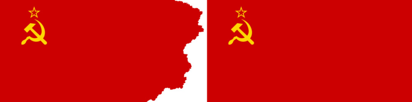 Soviet Union flags vector. Standard flag and with torn edges