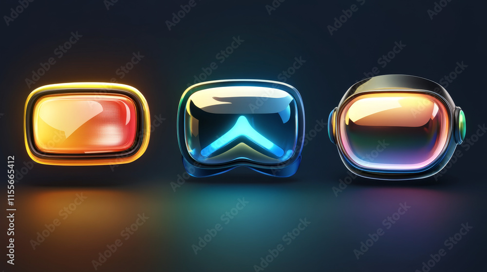 Poster vr icon. vr icon on a white background, isolated. the icon has three uses in applications and websit