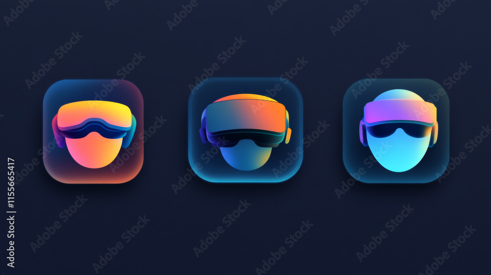 Poster vr icon. vr icon on a white background, isolated. the icon has three uses in applications and websit