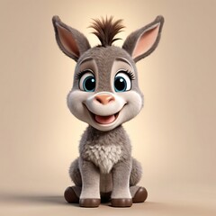 Fototapeta premium Cute little donkey smiling cheerfully.Donkey