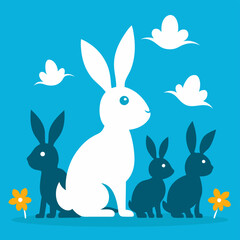 easter bunny and easter eggs