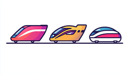 High-speed train icon. High-speed train icon on a white background, isolated. The icon has three uses in applications and websites. Vector illustration. High-speed train icon on a white background.