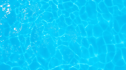 Obraz premium transparent Blue Water with Ripples, Splashes, Bubbles, and Sunlit Waves – Abstract Summer Banner Background, water texture, abstract background, copy space