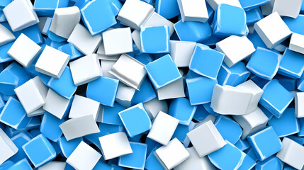 Abstract 3D Blue White Cubes Background