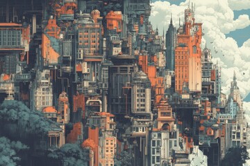 Obraz premium Abstract Cityscape Architecture Imaginative Building Design