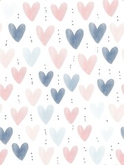 Minimalist Pattern Design Featuring Small Pastel Hearts on a White Background for Elegant and Modern Aesthetic Use in Various Creative Projects