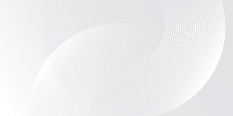 Abstract white glowing geometric lines on gray background. Modern shiny blue circle art simple