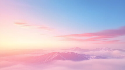 Pastel Mountains Sunrise Soft Cloudscape