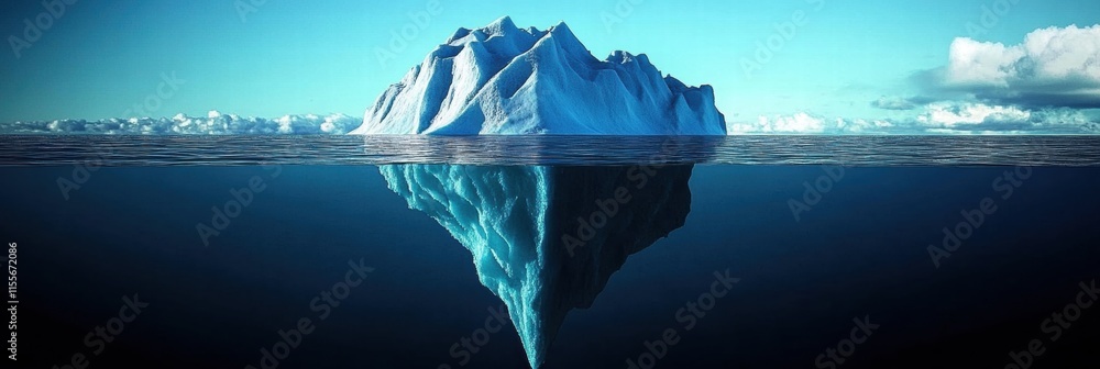 Aufkleber melting iceberg floats serenely in a vast blue ocean under a clear sky with endless horizons. genera