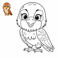 Obraz premium Adorable Owl Coloring Page - Cute Cartoon Bird Illustration for Kids