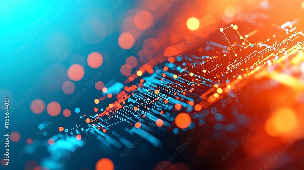 Poster geometric connections in technology, an abstract representation of interconnected lines and dots, sh