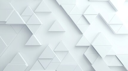 Fototapeta premium Triangular Geometric Pattern, a sleek design featuring interlocking triangles in shades of gray, set against a crisp white backdrop, embodying a modern digital aesthetic.