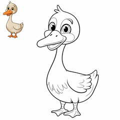 Happy Goose Coloring Page - Fun Cartoon Bird Design for Kids